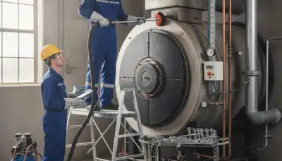 Boiler repair technician servicing heating system in Allen, TX for home comfort and safety