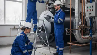 Boiler repair technician servicing a home system in Allen, TX for reliable heating performance