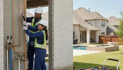 Plumber servicing a home in Allen, TX for leak repair and pipe fixes
