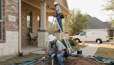 Plumber repairing pipe in Allen, TX for residential plumbing service