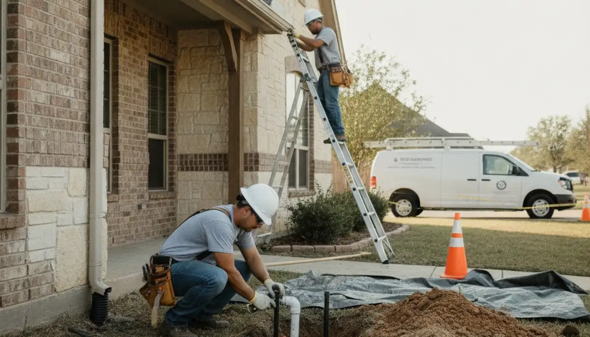Plumber repairing pipes in Allen, TX for plumbing repair services