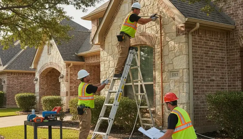 Plumber repairing pipes in Allen, TX for plumbing repair service