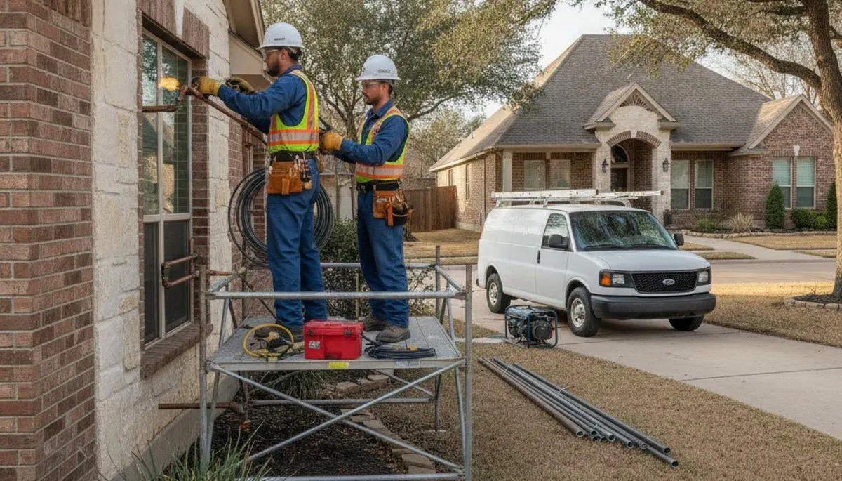 Plumber repairing a pipe in Allen, TX for plumbing repair service