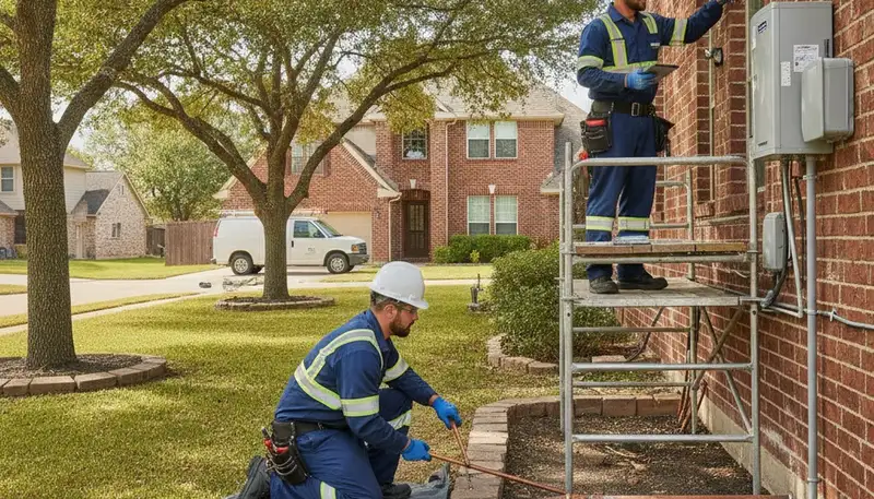 Professional plumber servicing a repair job in Allen, TX for plumbing repair needs