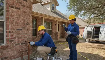 Plumber repairing a pipe in Allen, TX for plumbing repair service