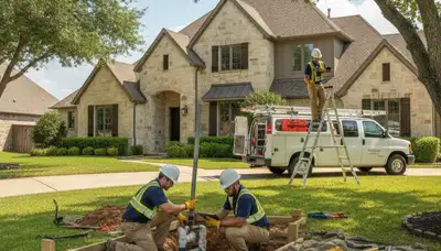 Plumber repairing pipes for plumbing service in Allen, TX