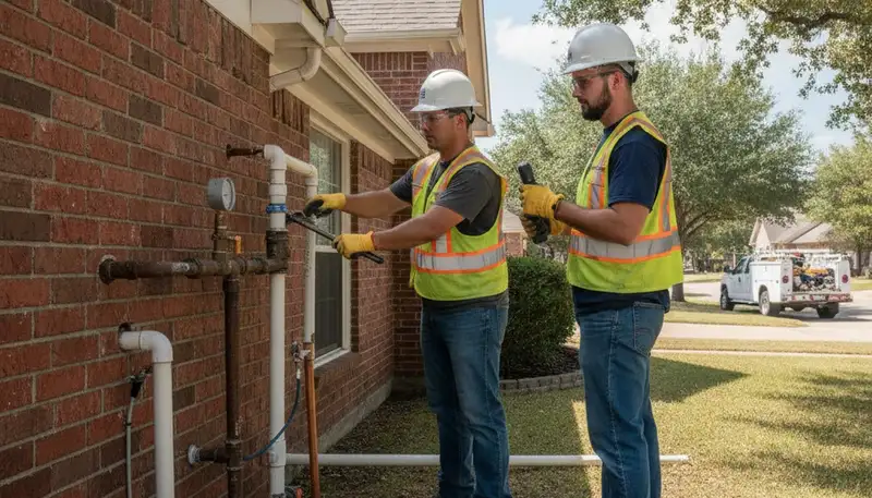 Plumber repairing plumbing system in Allen, TX for reliable residential plumbing service