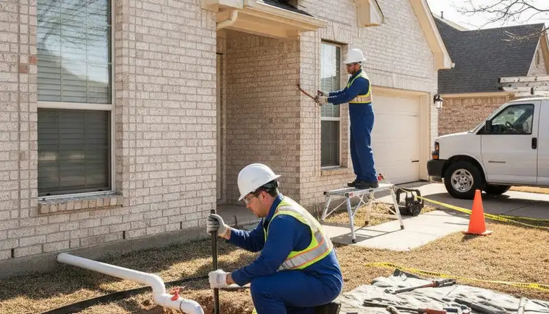 Plumber repairing a pipe in Allen, TX for plumbing repair service