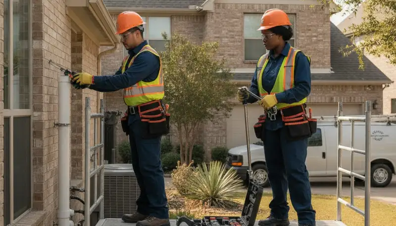 Plumber repairing plumbing systems in Allen, TX for local residential service calls