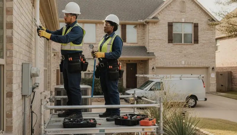 Plumber servicing a residential repair in Allen, TX for PlumbersAllenTX-New.com