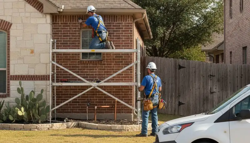 Plumber repairing pipe in Allen, TX for plumbing service by Plumbers Allen TX