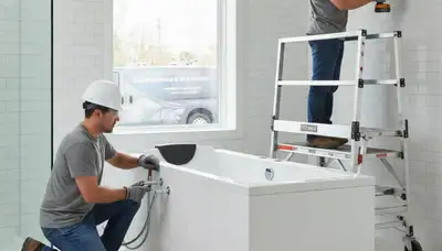 Walk-in tub installation by Allen, TX plumbers for safer bathroom bathing and plumbing connections